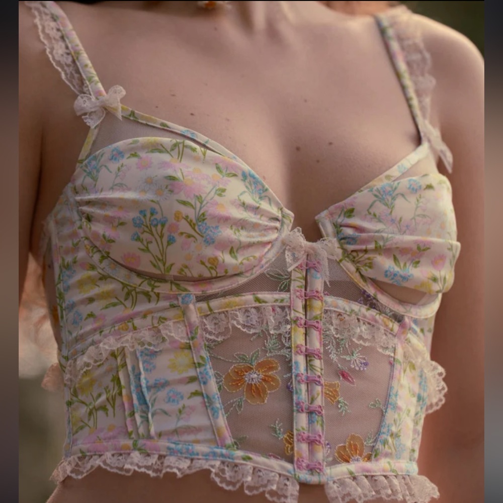 For Love & Lemons floral bustier size L NWT